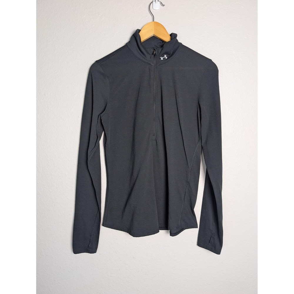 Under Armour Pullover Womens Medium Black‎ HeatGear 1/4 Zip Running Athletic Top